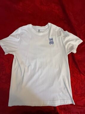 Psycho Bunny White Short Sleeve Tee with Blue Logo